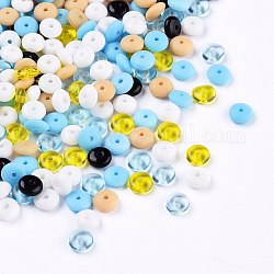 Abalorios de cristal checas, esmerilado, disco, color mezclado, 5x2.5mm, agujero: 1 mm, aproximamente 720 unidades / bolsa