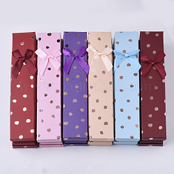 Cajas de collares o pulseras de cartón, con bowknot y la esponja en el interior, Rectángulo, color mezclado, 21x4.4x2.1 cm