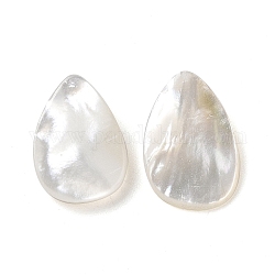 Perles de coquillage blanc naturel, larme, couleur de coquillage, 13~14.5x9.5~10x2~3.5mm, Trou: 0.7mm