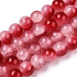 Fili di perle di vetro imitazione giada dipinti con cottura crackle, tondo, rosso scuro, 8mm, Foro: 1.5 mm, circa 104~108pcs/filo, 29.72 pollice ~ 30.91 pollici (75.5~78.5 cm)