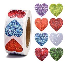 Herzförmige Aufkleber rollen, Valentinstag Aufkleber Klebeetikett, für die Dekoration Hochzeitsfeier Zubehör, Farbig, 25x25 mm, 500pcs / roll