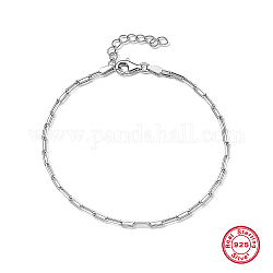 925 pulseras de cadenas de clip de plata de ley para mujer., Platino, 6-1/4 pulgada (16 cm)