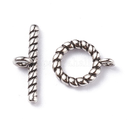 Cierres de palanca de latón, bar y anillo, plata antigua, anillo: 13.5x10.5x2 mm, bar: 17.5x4x5.5 mm, agujero: 1.8 mm