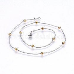 304 Stainless Steel Snake Chain Necklaces, with Lobster Claw Clasps, Golden & Stainless Steel Color, 17.7 inch(45cm), 1.2mm