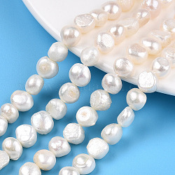 Fili di perle di perle d'acqua dolce coltivate naturali, perle barocche perle keshi, due lati lucido, colore conchiglia, 7~9.5x8~10.5x5~8.5mm, Foro: 0.6 mm, circa 40~42pcs/filo, 13.66~14.13 pollice (34.7~35.9 cm)