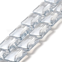 Transparent galvanisieren Glasperlen Stränge, Mit Perlglanz plattiert, Bambus-Joint, hellstahlblau, 12x10x5.5 mm, Bohrung: 1 mm, ca. 49 Stk. / Strang, 24.02'' (61 cm)