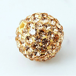 Abalorios de Diamante de imitación de arcilla polímero, Pave bolas de discoteca, Grado A, melocotón claro, pp9 (1.5 mm), 1.6mm, agujero: 6 mm