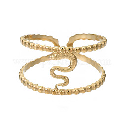 304 anillo de puño abierto de serpiente de acero inoxidable, anillo grueso hueco para mujer, dorado, nosotros tamaño 6 3/4 (17.1 mm)