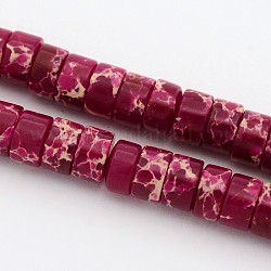 Synthetic Imperial Jasper Beads Strands, Dyed, Heishi Beads, Flat Round/Disc, Medium Violet Red, 8x3mm, Hole: 1mm, about 131pcs/strand, 15.5 inch