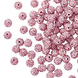 Hobbiesay 100 pcs lumière rose argile pavé boule disco perles de strass tchèques 8 mm 5 rangées de perles de strass rondes en cristal grosses perles d'espacement en vrac pour bracelets de style européen Saint Valentin, Trou: 1mm