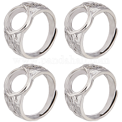 Sunnyclue 8 шт., латунные регулируемые кольца с фурнитурой, сеттинги колодки кольцо, плоско-круглые, платина, внутренний диаметр: 18 мм, лоток : 10 мм