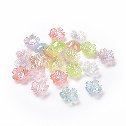 Transparent Acrylic Beads Caps, 5-Petal Flower, AB Color, Mixed Color, 10.5x10.5x4mm, Hole: 1.6mm, about 4166pcs/500g