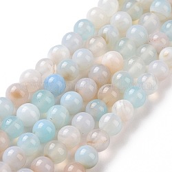 Chapelets de perles rondes en pierre d'agate naturelle, teinte, bleu ciel, 6mm, Trou: 1mm, Environ 63 pcs/chapelet, 15.35 pouce
