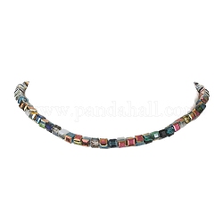 Halskette aus Glaswürfelperlen mit 304 Edelstahlverschluss, Farbig, 17.99 Zoll (45.7 cm)