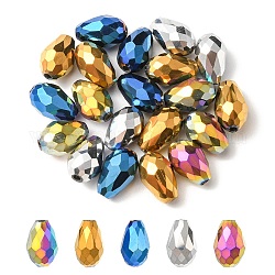 Chapelets de perles en verre électroplaqué, facette, larme, couleur mixte, 12x8mm, Trou: 1mm