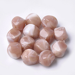 Perles acryliques, style de pierres fines imitation, pépites, brun rosé, 15.5x12x12mm, Trou: 1.8mm