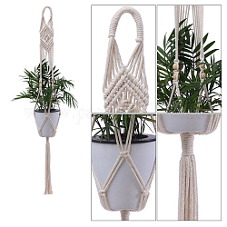 Cotton Macrame Plant Hangers, Boho Style Hanging Planter Baskets, Wall Decorative Flower Pot Holder, Snow, 950mm