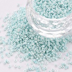 GlasZylinderförmigperlen, Perlen, undurchsichtige Farben Glanz, Rundloch, hellblau, 1.5~2x1~2 mm, Bohrung: 0.8 mm, ca. 8000 Stk. / Beutel, etwa 1 Pfund / Beutel