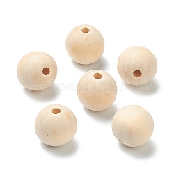 Perle di legno non finite naturali, perle rotonde in legno sciolte, grano, 17x16.5mm, Foro: 5 mm, circa 310pcs/500g