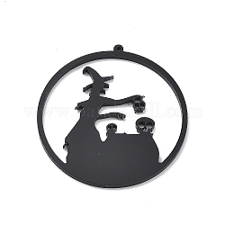 Große Halloween-Anhänger aus bedrucktem Acryl, Schwarz, Mensch, 51x48.5x2 mm, Bohrung: 1.4 mm