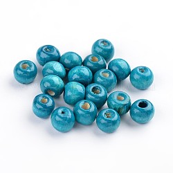 Des perles en bois naturel, rondelle, sans plomb, teinte, bleu profond du ciel, perles: 8 mm de diamètre, Trou: 3 mm