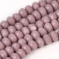 Imitation Jade Glass Bead Strands, Faceted, Rondelle, Plum, 4x3mm, Hole: 1mm, about 138pcs/strand, 16.5inch