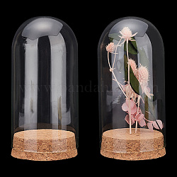 Ph pandahall dôme en verre cloche transparent, Vitrine en forme de dôme, cloche avec base en liège, bouteilles de décoration pour le stockage de fleurs, décoration de fête de noël à domicile, 2.5x5.19 pouce
