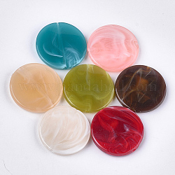 Acryl-Perlen, Nachahmung Edelstein-Stil, Flachrund, Mischfarbe, 24~25x4.5~5 mm, Bohrung: 1.8 mm