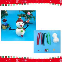 DIY Christmas Snowman Crafts, Including Picture, Chenille Stick, Paper Sticks, Craft Eye, Pom Pom Ball, Foam Model , Red, 111x66mm