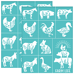 Self-Adhesive Silk Screen Printing Stencil, for Painting on Wood, DIY Decoration T-Shirt Fabric, Turquoise, Farm, 280x220mm