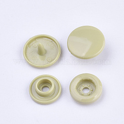 Fermetures à pression en résine, boutons imperméables, plat rond, verge d'or pale, bouchon: 12x6.5mm, pin: 2 mm, stud: 10.5x3.5mm, Trou: 2mm, prise: 10.5x3 mm, Trou: 2mm