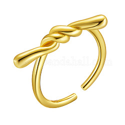 Shegrace regolabile 925 anelli in argento sterling polsino, anelli aperti, nodo ritorto, vero placcato oro 18k, taglia 5 degli stati uniti, diametro interno: 16mm