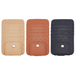 SUPERFINDINGS 3Pcs 3 Colors Imitation Leather Car Sun Visor Organizers, Car Eyeglasses Holder Clip with Storage Pockets, Car Interior Accessories, Rectangle, Mixed Color, 14.4x8.25x0.8cm, 1pc/color