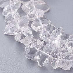 Chapelets de perles en cristal de quartz naturel, perles de cristal de roche, pépites, 14.5~21.5x7~9x7~11mm, Trou: 1mm, Environ 60 pcs/chapelet, 15.3 pouce