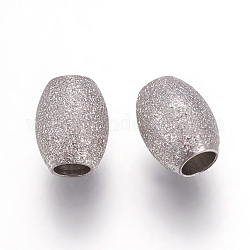 304 Edelstahlkugeln, strukturierte Perlen, Oval, Edelstahl Farbe, 5x4 mm, Bohrung: 1.9 mm