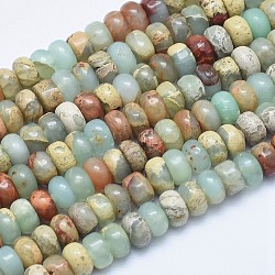 Chapelets de perles en jaspe aqua terra naturel, rondelle, 4~4.5x2~3mm, Trou: 1mm, Environ 160 pcs/chapelet, 15.7 pouce (40 cm)