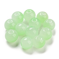 Zweifarbige Glasperlen zum Sprühen, Nachahmung Jade Glas, Runde, hellgrün, 10 mm, Bohrung: 1.8 mm, 200 Stück / Beutel