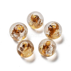 Handgefertigte Glasperle, mit Goldfolie, Runde, Peru, 11.5~12x11~11.5 mm, Bohrung: 1.8~2 mm