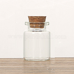 Ornement de bouteilles de liège en verre, bouteilles vides en verre, colonne, clair, 2.2x3.5 cm, capacité: 7 ml (0.24 oz liq.)