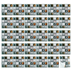 Pegatinas de patrón de mosaico autoadhesivas cuadradas de pvc 3d, con película brillante, para la decoración de la pared de la sala de estar, colorido, 10x10x0.02 cm, 10 hojas / set