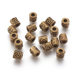 Perles en alliage de style tibétain, colonne, bronze antique, sans plomb et sans cadmium et sans nickel, 6x6mm, Trou: 2.5mm