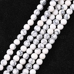 Chapelets de perle en howlite synthétiques, ronde, 4mm, Trou: 0.8mm, Environ 90 pcs/chapelet, 15.7 pouce