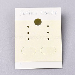 Plastic Jewelry Display Cards, for Hanging Earring Display, Rectangle, White, 50x37.5x5mm, Hole: 1.4mm and 6mm, 100sheets/bag