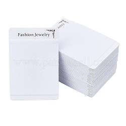 Cartes d'affichage en flanelle et collier en plastique fingerinspire, rectangle, blanc, 9x6x0.1 cm