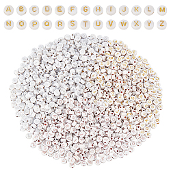 Chgcraft placage perles acryliques, métal enlacée, mélange de lettres, plat rond, couleur mixte, 7x4mm, trou: 1.2~1.5 mm et 1.8 mm, 3 couleurs, 80 g / couleur, 240 g / boîte