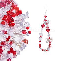 150 pièces aléatoire rose acrylique perles ours pastel entretoise perles papillon perles en vrac pour bijoux porte-clés téléphone lanière faisant, rouge, 17mm