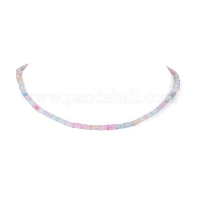 Collier de perles de verre rectangle&nbsp;NJEW-JN04328-1