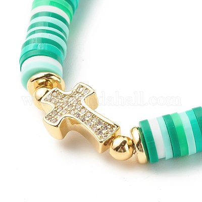 Cross & Clay Bead Key Ring Bracelet