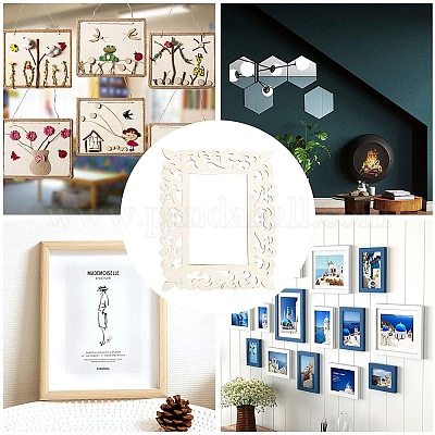 Wholesale SUPERFINDINGS 6pcs Unfinished Wood Frame Rectangle Wood Cutout  Frames Mini Photo Frame for Scrapbooking Crafting Home Decorations  215x173x2.5mm 
