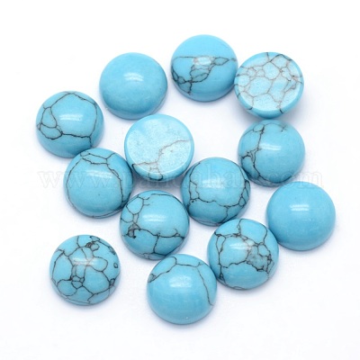 Synthetik Türkiscabochons&nbsp;G-P393-R13-8mm-1